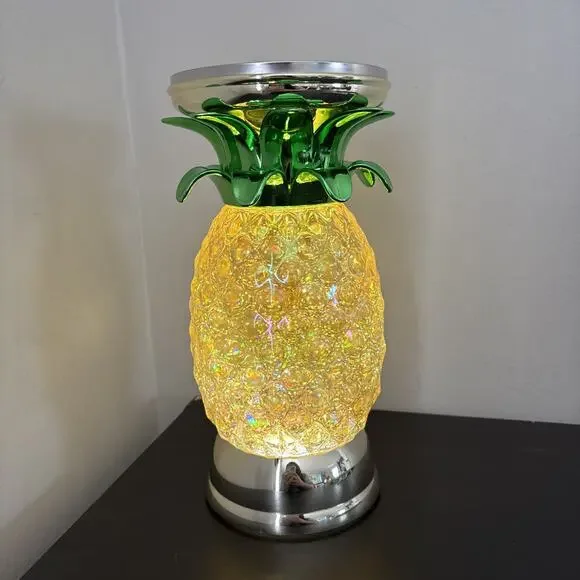 Bath & Body WORKS Pineapple Water Globe 3 Wick Candle Holder Lights Up 2022 - Picture 2 of 8